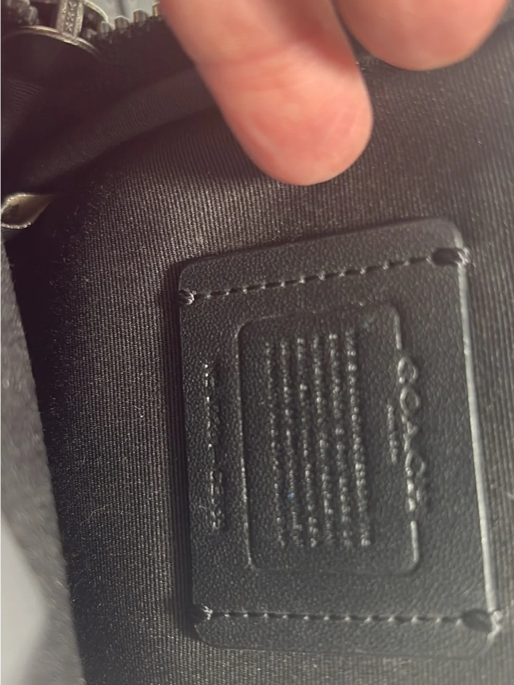 Coach Grey Leather a phone Pack- ID Patch Detail
